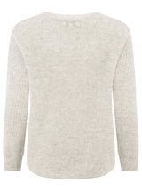 Zwillingsherz Rippstrick-Pullover - 100% Kaschmir - V-Ausschnitt - Hellgrau