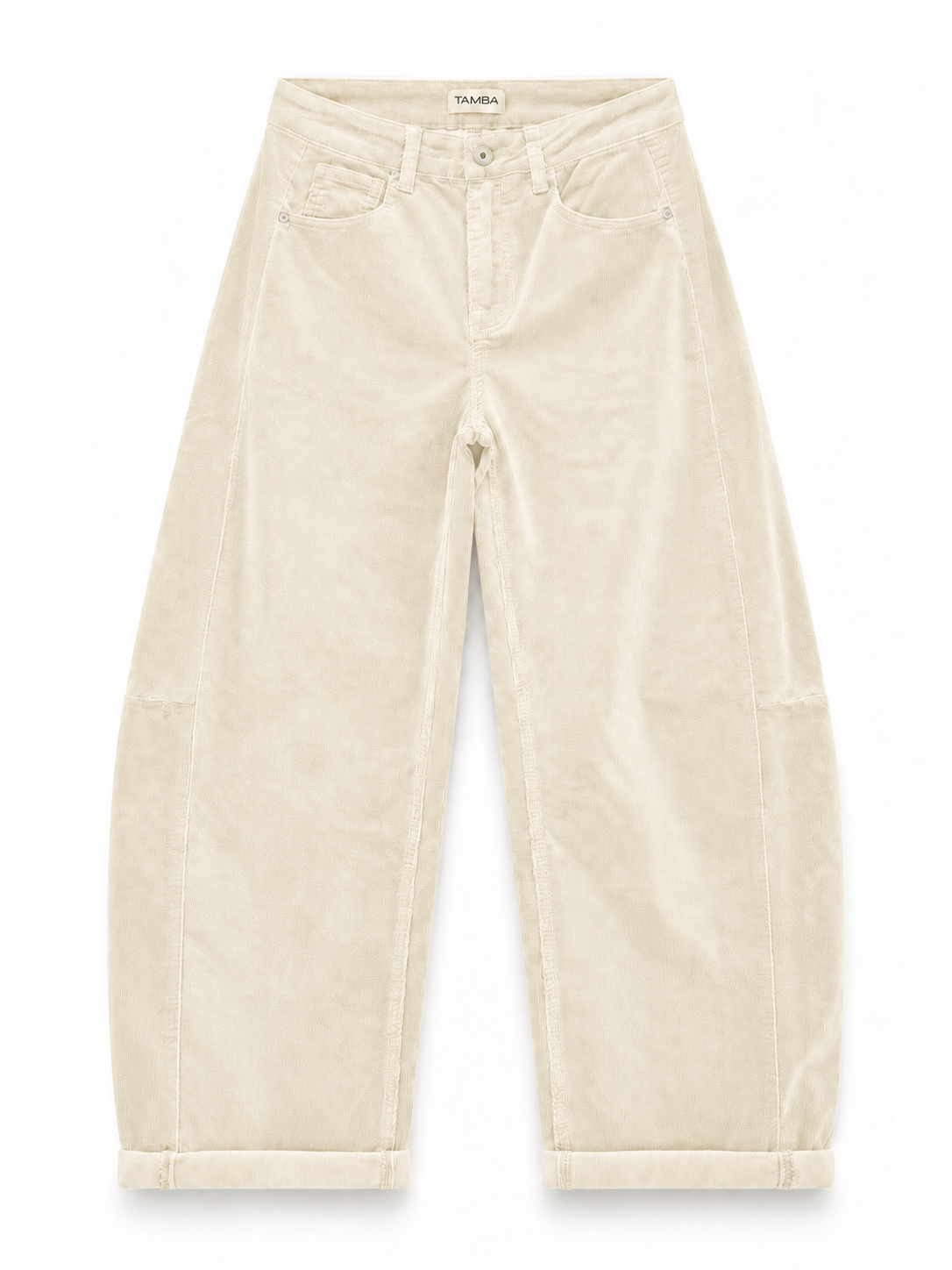 Tamba Feincord-Hose im Barrel-Fit Off-White