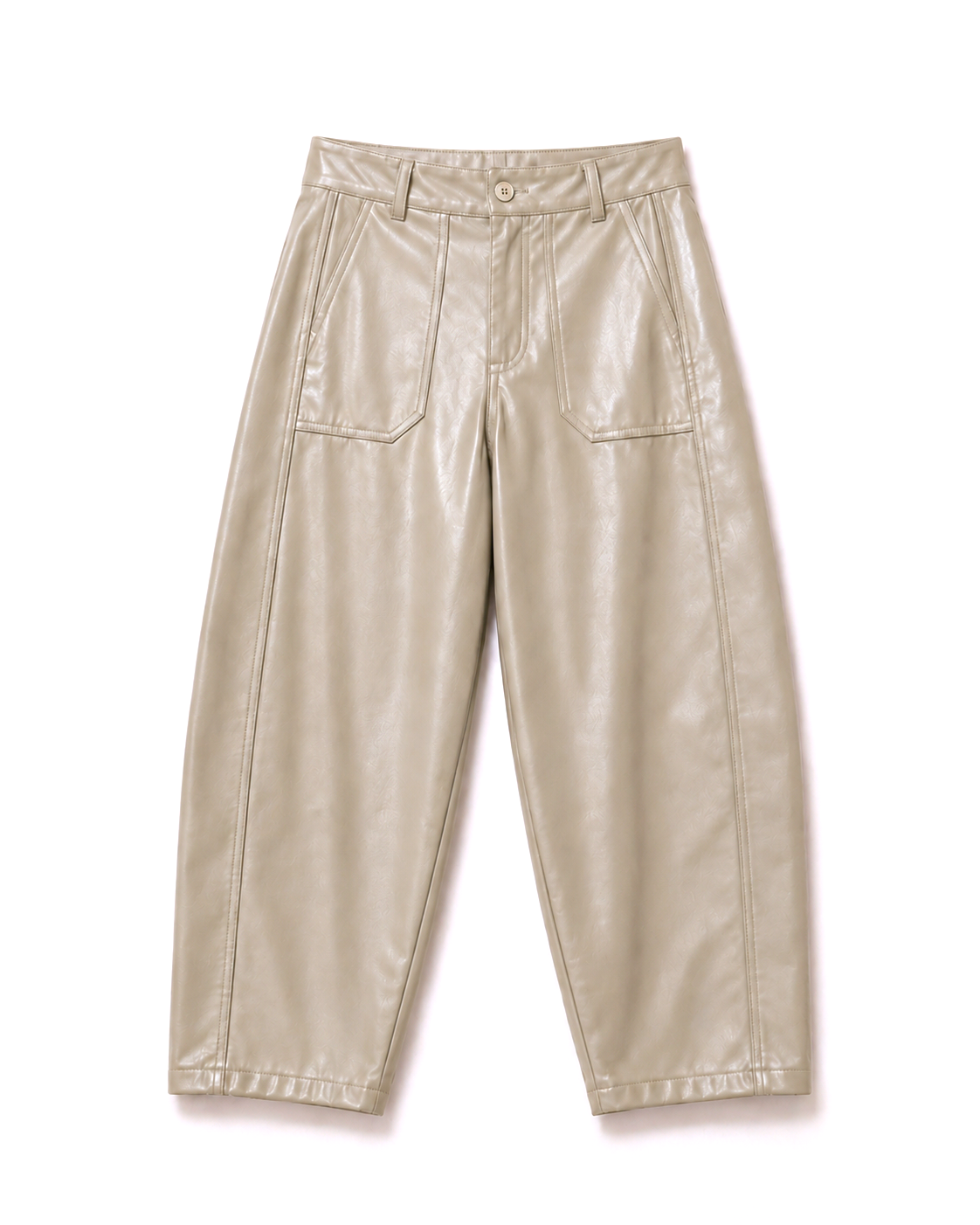 TAMBA Barrel-Hose in Lederoptik Helles Taupe