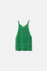Grünes Stricktop aus 100% Baumwolle - Lanidor - Made in Portugal