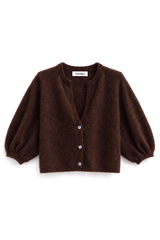 Angora Strickcardigan mit V-Ausschnitt: Anthrazit / Einheitsgröße