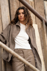 Lulumary Oversize-Jacke aus Wildlederimitat Stone