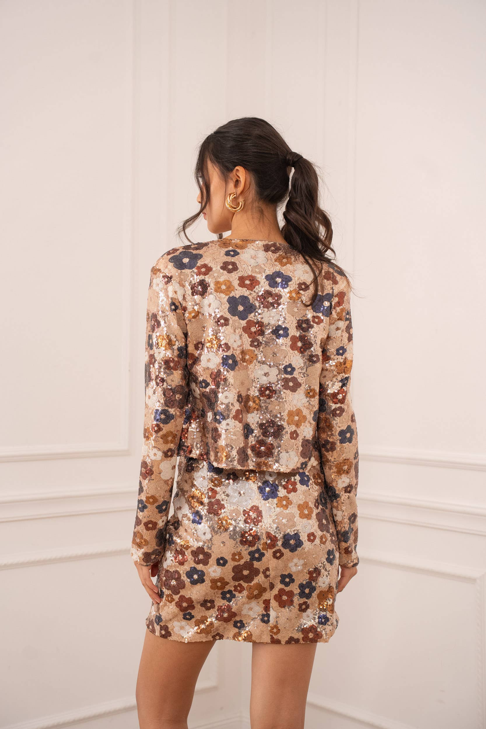 Choklate Paris Paillettenjacke Choco mit Blumenmuster