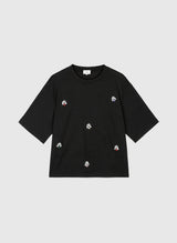 An´ge Paris - T-Shirt aus feinem, fließenden Material in Schwarz "Amarina"