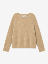 TAMBA Flauschiger Rippstrick-Pullover mit Raglanärmeln in Camel