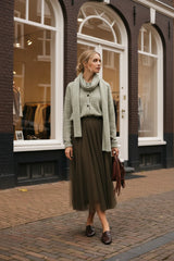 Afinity gestreifter Strickcardigan mit Schal Grün-Ecru