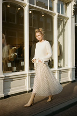 Audrey Paris Strickpullover mit Rüschen Creme