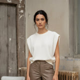 Choklate Paris T-Shirt Alizée Ecru mit silberfarbenen Lurexfäden – Herbstversion