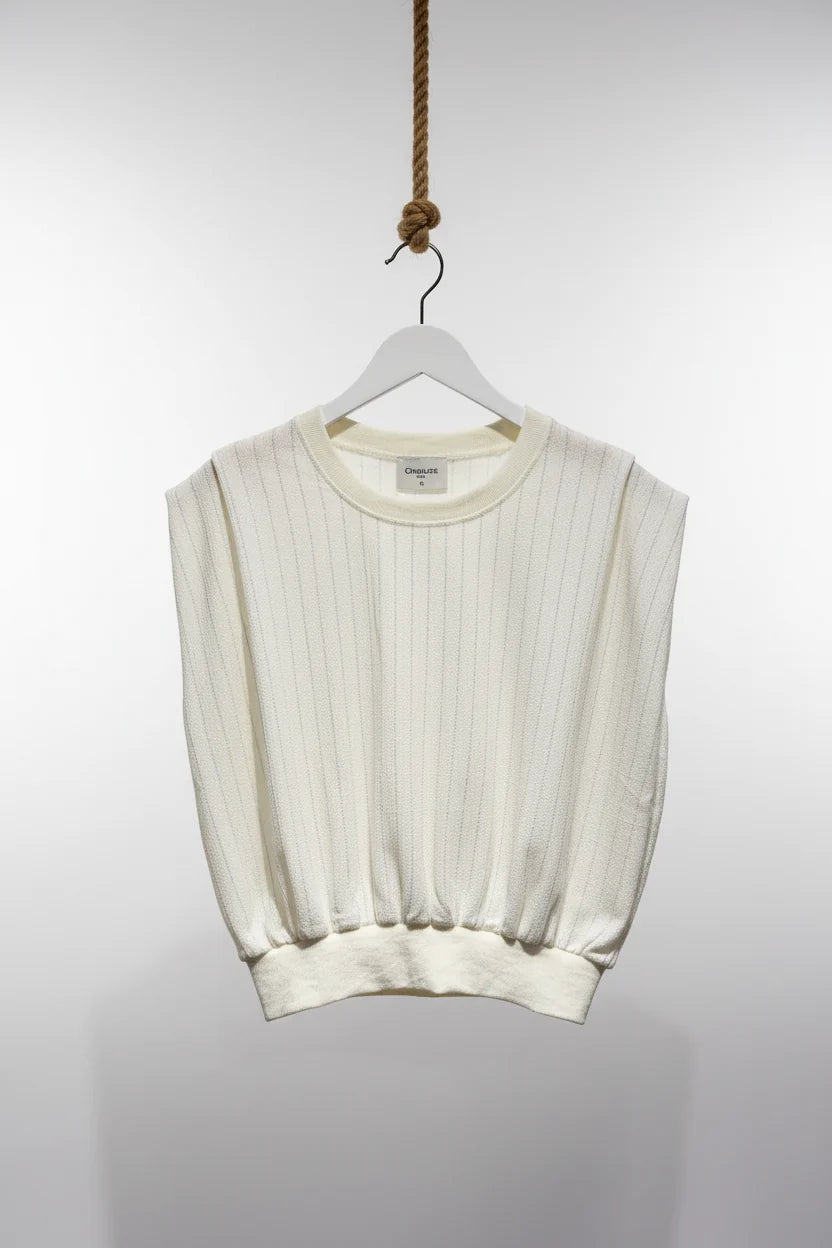 Choklate Paris T-Shirt Alizée Ecru mit silberfarbenen Lurexfäden – Herbstversion