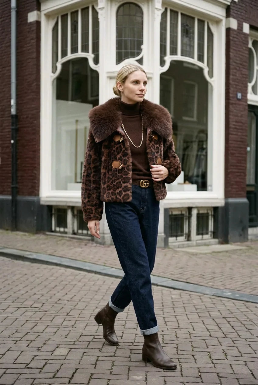 TAMBA Feinstrick-Rollkragenpullover mit Viskose und Angora Schokolade