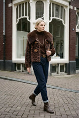 TAMBA Feinstrick-Rollkragenpullover mit Viskose und Angora Schokolade