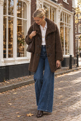 Attrait Paris mittellanger Bouclé-Dufflecoat Schokoladen-Braun
