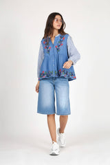 Ana & Lucy Bermuda Baggy Dad weite Passform Hellblau