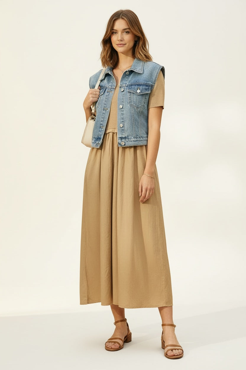 Ana & Lucy Jeansweste Damen "Lottie" Verwaschenes Jeansblau