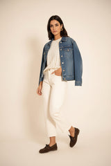 Ana & Lucy Barrel-Jeans "Livia" Cropped – Écru