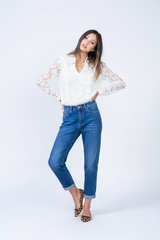 ANA & LUCY Mom-Fit Jeans - Cool & Lässig mit Leo-Ballerinas