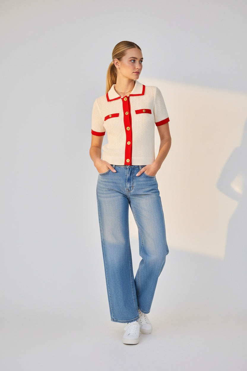 Ana & Lucy Damen-Jeans mit weitem Bein und Chino-Taschen Hellblau
