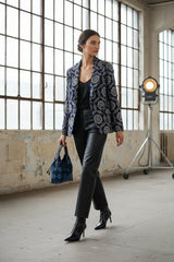 An'ge Paris Blazer Harlemo Schwarz-Blau Jacquard Gerader Schnitt