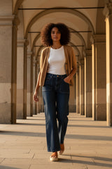 AN’GE Paris Parmy Stone Blau Straight-Flare Jeans