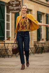 Ange Paris Tanktop Sounaly Matali Gelb – Botanischer Print, 100% Modal