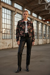 Ange Paris Jacquard-Jacke HALINO Blumenprint Schwarz