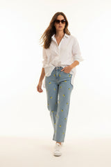 Ange Paris Jeans Picitron Hellblau mit Zitronenstickerei