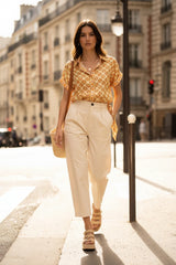 Ange Paris Bluse "Kaviny" mit Print 100% Viskose Gelb