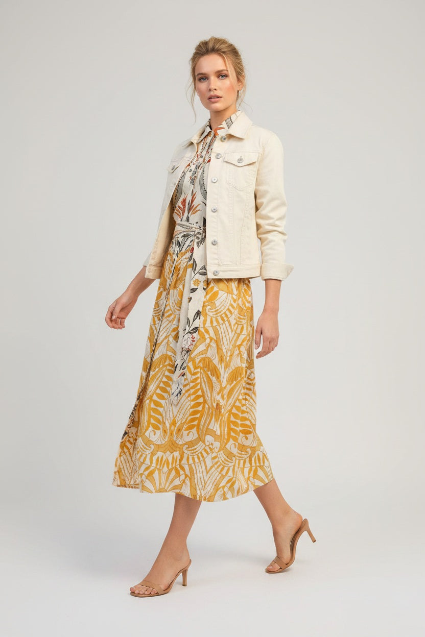Ange Paris Langes Sommerkleid "Oprizia Camilla" Ecru im Hemdblusenstil