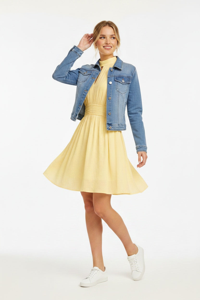 Ange Paris Kurzes Sommerkleid "Orléane" 100% Viskose - Gelb