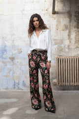 An'ge Paris Hose PALINO Schwarz Jacquard Flare