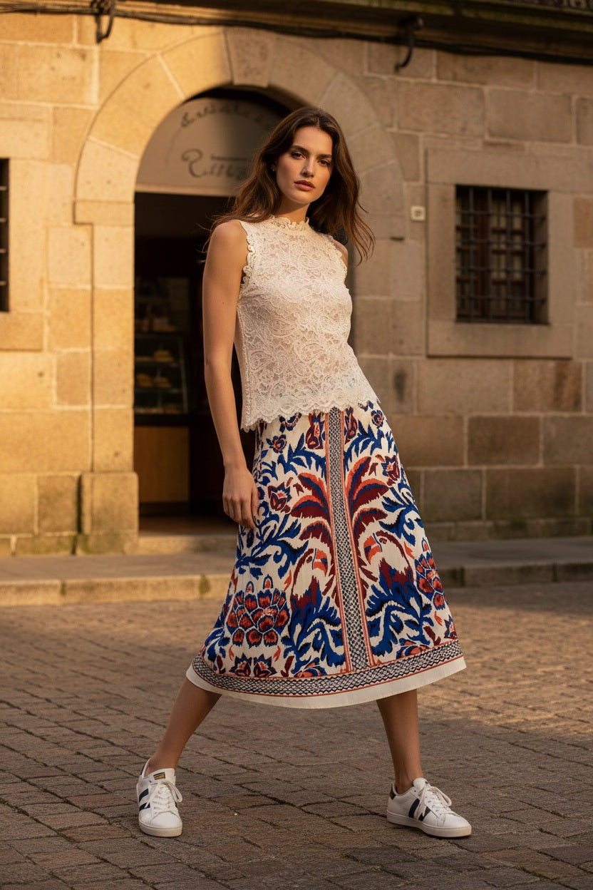 Ange Paris Langer Rock ROBINETA Galatea Blau