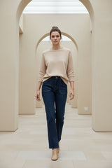 AN’GE Paris Parmy Stone Blau Straight-Flare Jeans