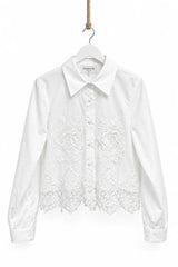 Choklate Paris kurze Baumwollbluse Apoline mit Spitze Weiß