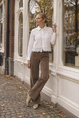 Choklate Paris kurze Baumwollbluse Apoline mit Spitze Weiß