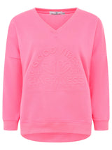 Zwillingsherz V-Neck Sweater "Happiness Vibes" in Pink