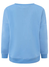 Zwillingsherz V-Neck Sweater "Happiness Vibes" in Blau