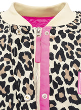 Zwillingsherz Bomberjacke "Wild Heart" Beige | Leo-Print Statement-Jacke