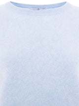 Zwillingsherz Kurzarm-Pullover aus 100% gebürstetem Kaschmir Hellblau