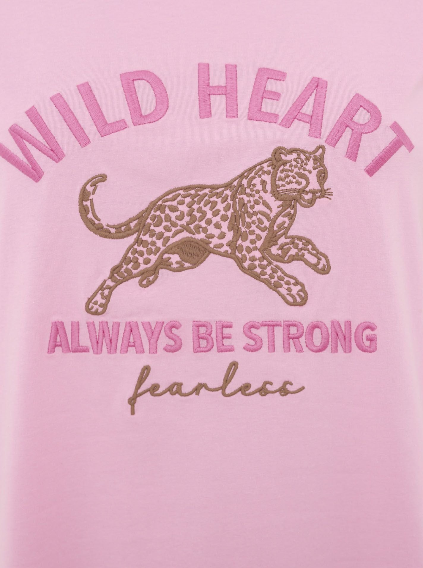 Zwillingsherz T-Shirt Wild Heart Rosa -  Leoparden-Stickerei