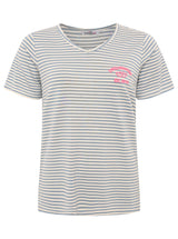 Zwillingsherz T-Shirt Streifen mit Zwillingsherz-Emblem Jeansblau-Weiß