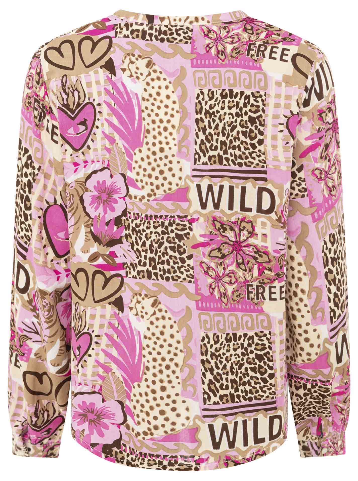 Zwillingsherz Bluse "Safari Patchwork" - Beige