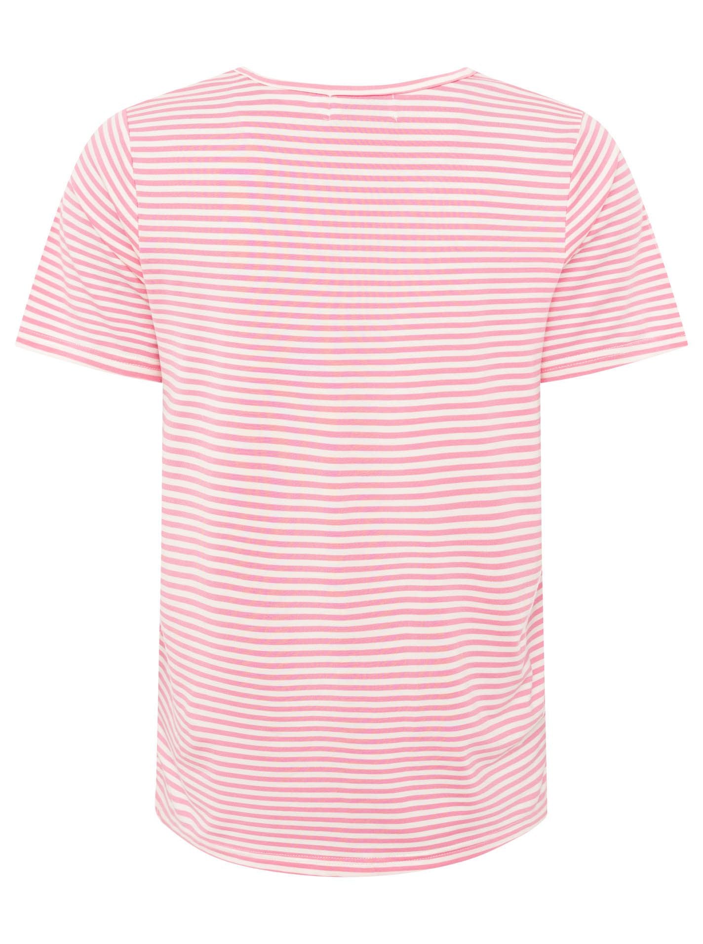 Zwillingsherz T-Shirt Streifen mit Zwillingsherz-Emblem Rosa-Weiß