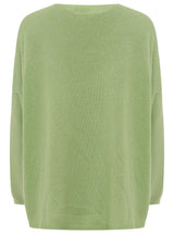 Zwillingsherz Pullover Wollmix "Großes Herz" Grün | V-Ausschnitt