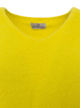 Zwillingsherz Kurzarm Pullover Mohair-Optik "Uni" Sonnengelb