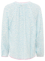 Zwillingsherz Bluse Wilder Leo Türkis Leopardenmuster V-Ausschnitt