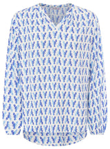 Zwillingsherz Bluse Lobsters Blau Langarm Viskose
