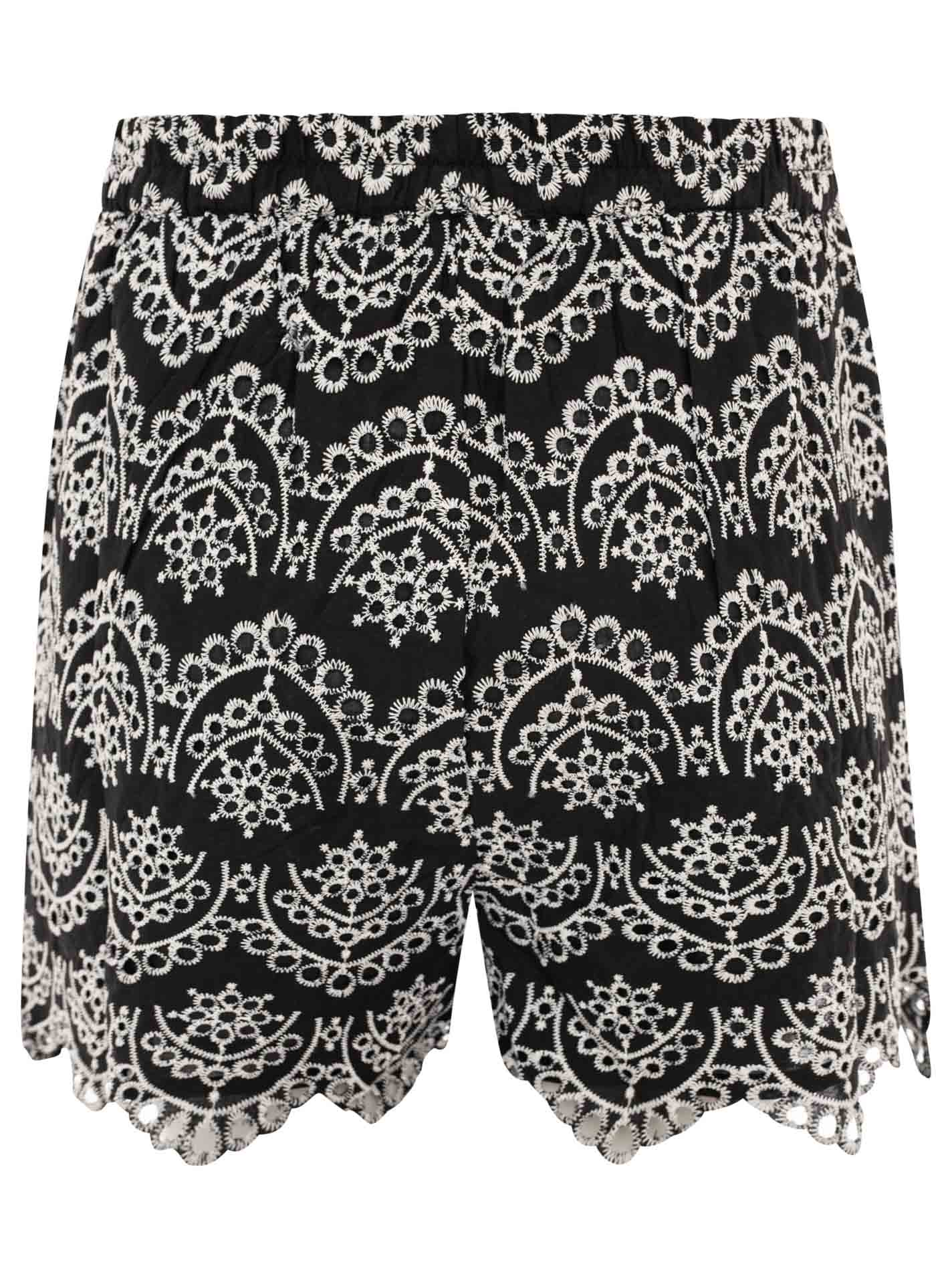 Zwillingsherz Shorts mit Lochstickerei Baumwolle Schwarz