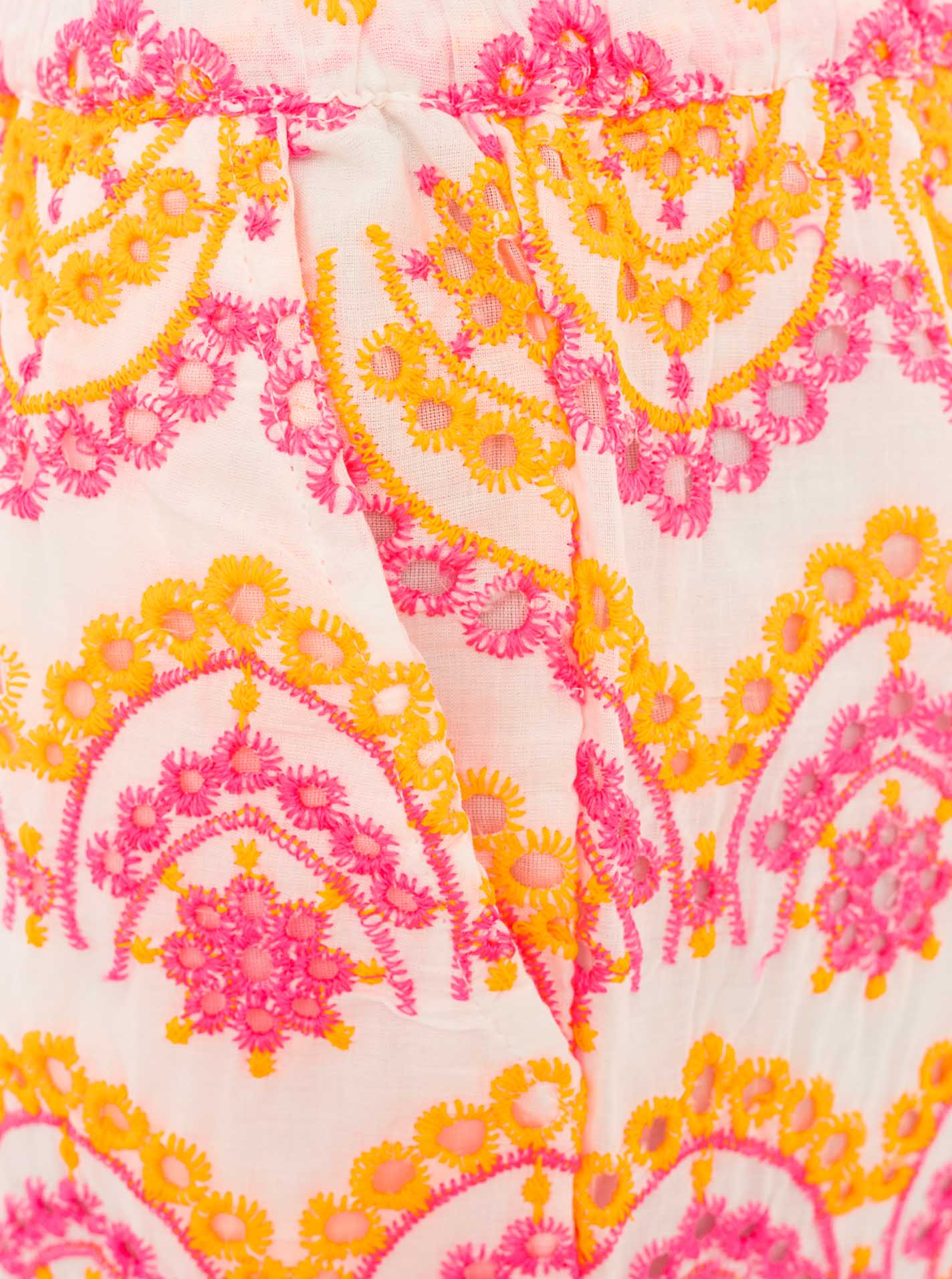 Zwillingsherz Short mit Lochstickerei Neonpink 100% Baumwolle