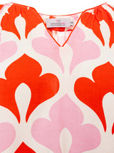 Zwillingsherz Bluse Graphic Flower Rot Viskose