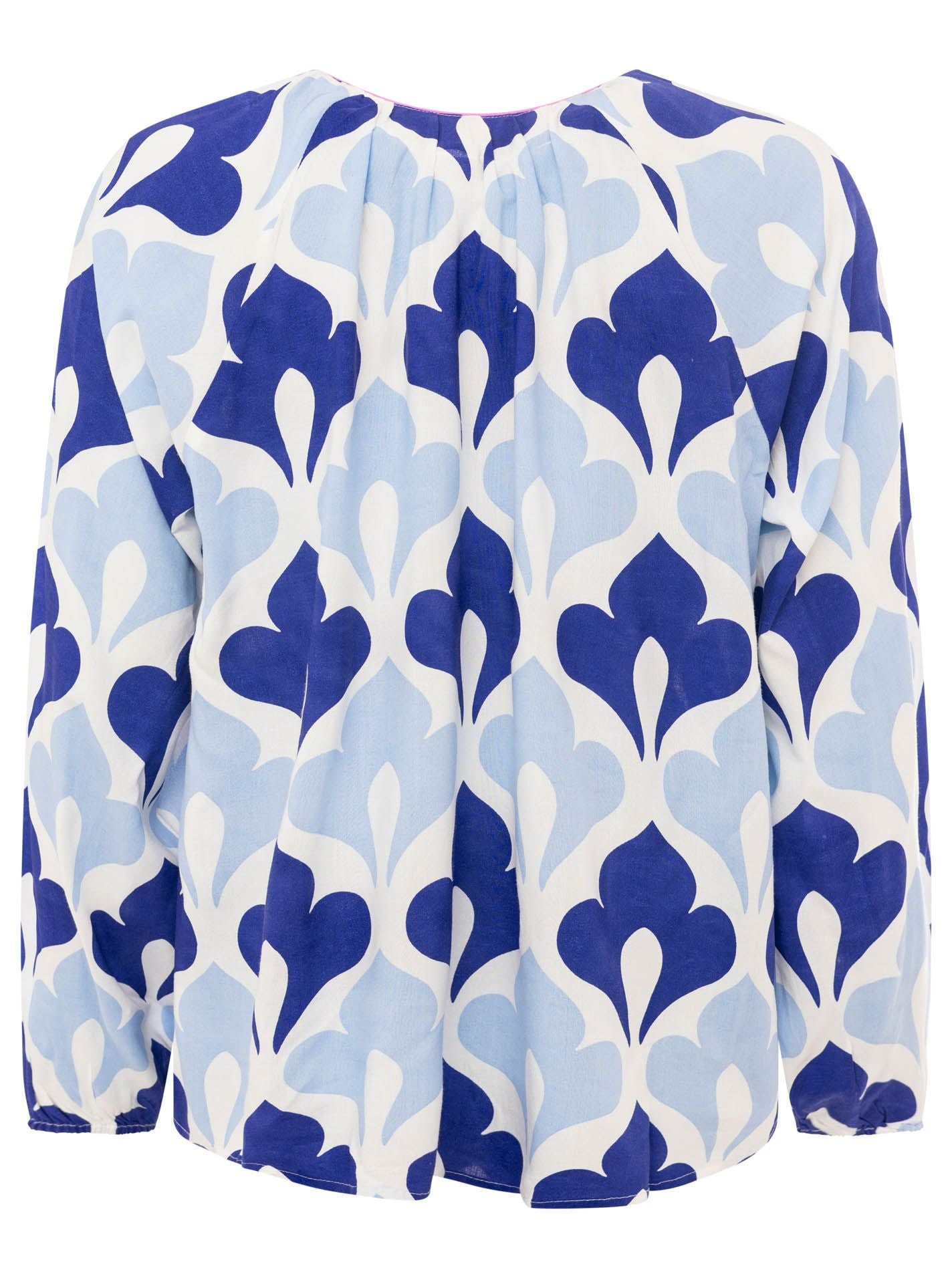 Zwillingsherz Bluse Graphic Flower Blau Viskose